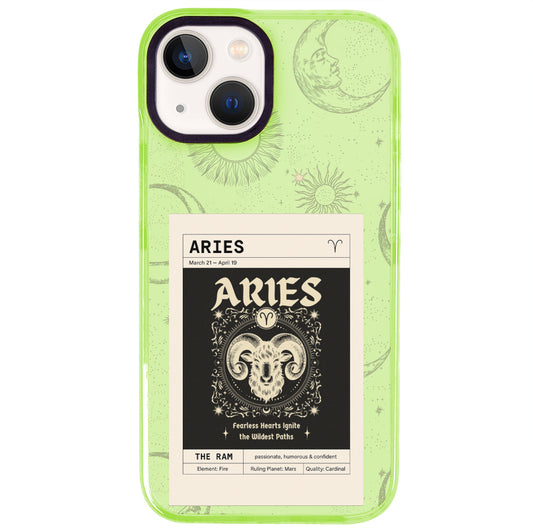 iPhone 15 Koç Burcu Sticker Mode Telefon Kılıfı - Yeşil