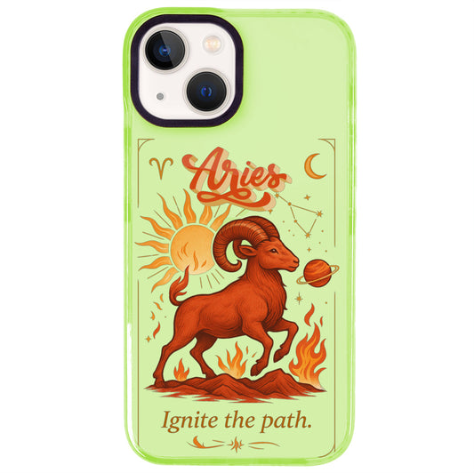 iPhone 15 Koç Burcu Way of Aries Telefon Kılıfı - Yeşil