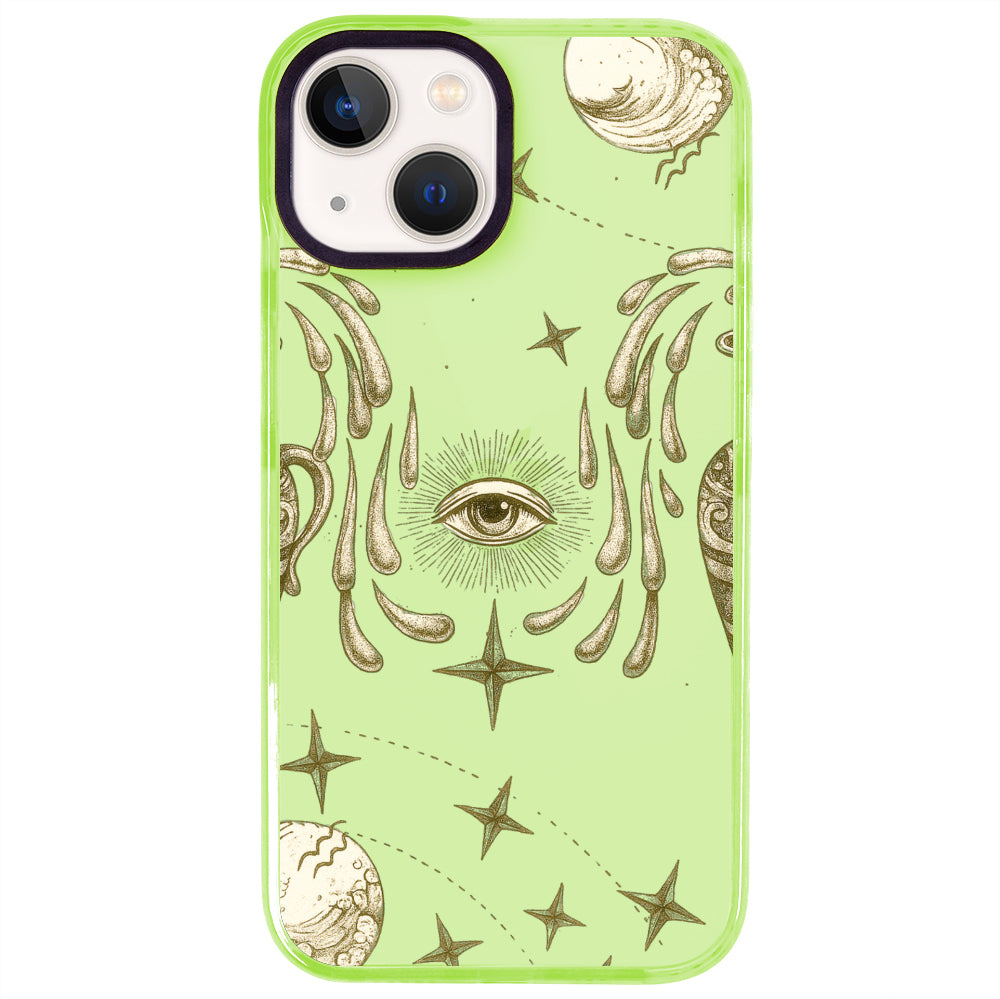 iPhone 15 Kova Burcu Soft Stars Telefon Kılıfı - Yeşil