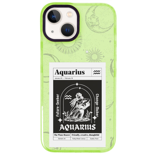 iPhone 15 Kova Burcu Sticker Mode Telefon Kılıfı - Yeşil