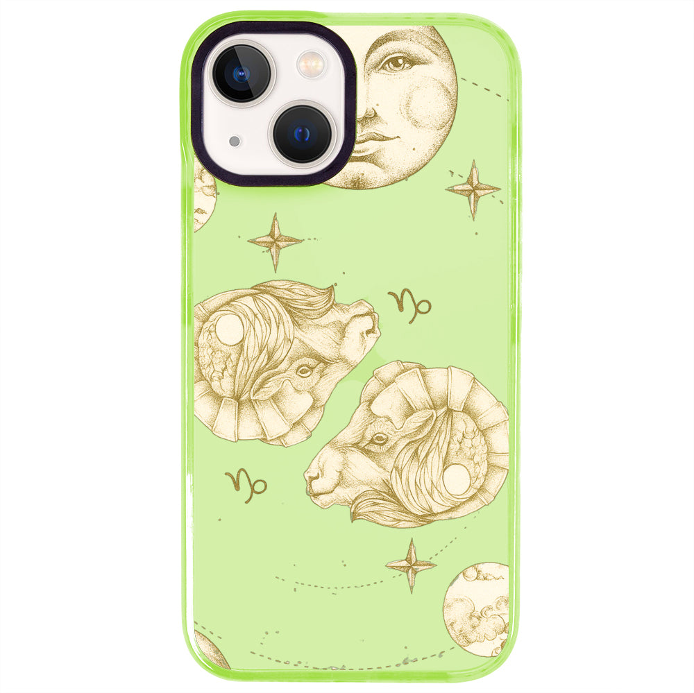 iPhone 15 Oğlak Burcu Soft Stars Telefon Kılıfı - Yeşil