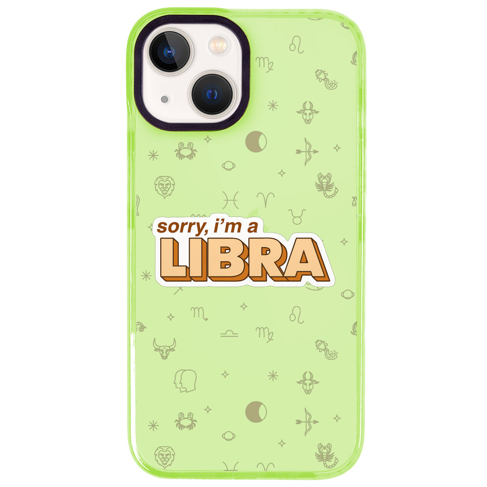 iPhone 15 Terazi Burcu Sorry Zodiac Telefon Kılıfı - Yeşil