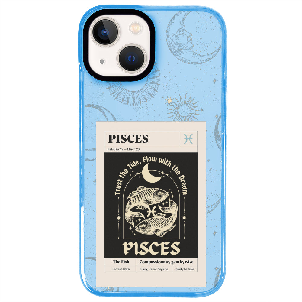 iPhone 15 Plus Balık Burcu Sticker Mode Telefon Kılıfı - Azure