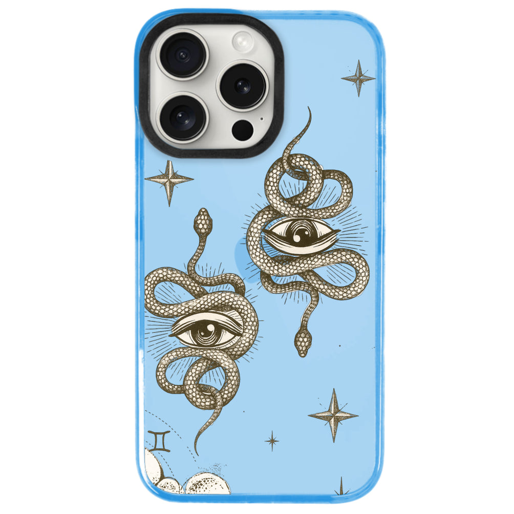 iPhone 15 Pro İkizler Burcu Soft Stars Telefon Kılıfı - Azure