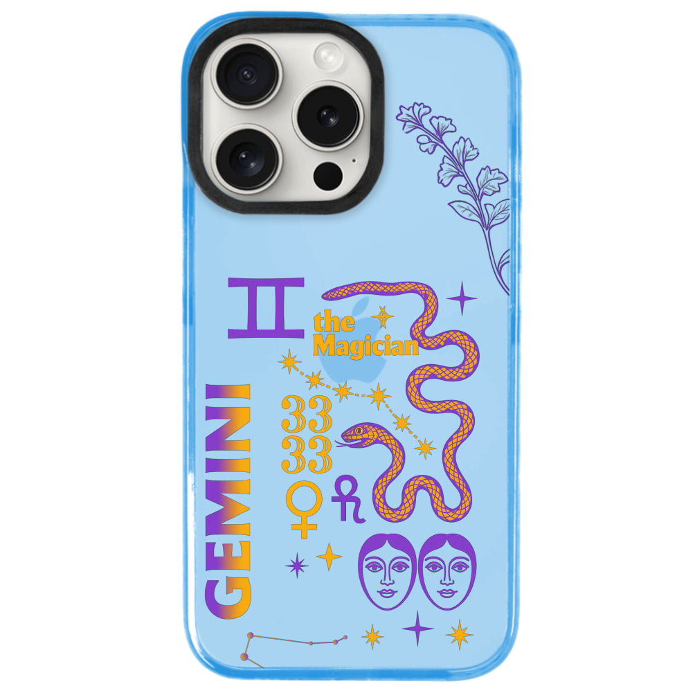 iPhone 15 Pro İkizler Burcu The Emperor Telefon Kılıfı - Azure