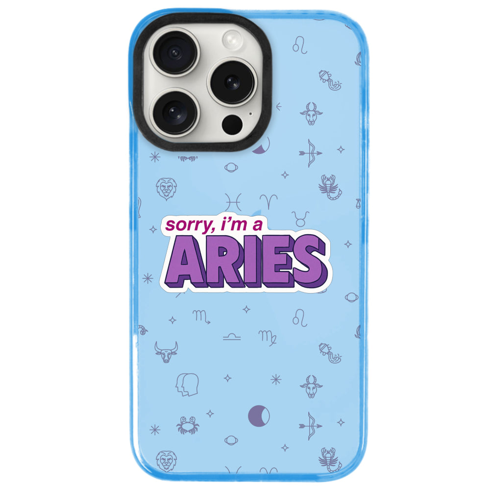 iPhone 15 Pro Koç Burcu Sorry Zodiac Telefon Kılıfı - Azure