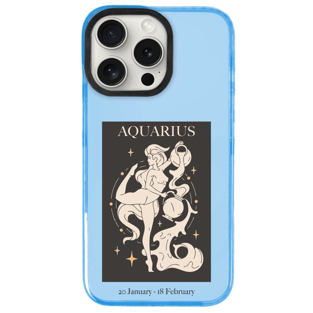 iPhone 15 Pro Kova Burcu History of Zodiac Telefon Kılıfı - Azure