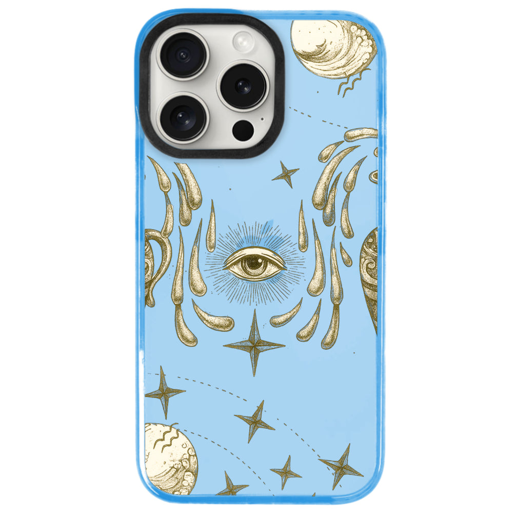 iPhone 15 Pro Kova Burcu Soft Stars Telefon Kılıfı - Azure