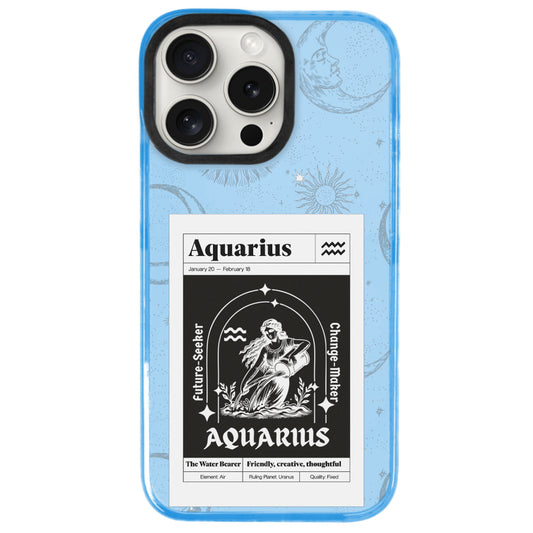 iPhone 15 Pro Kova Burcu Sticker Mode Telefon Kılıfı - Azure