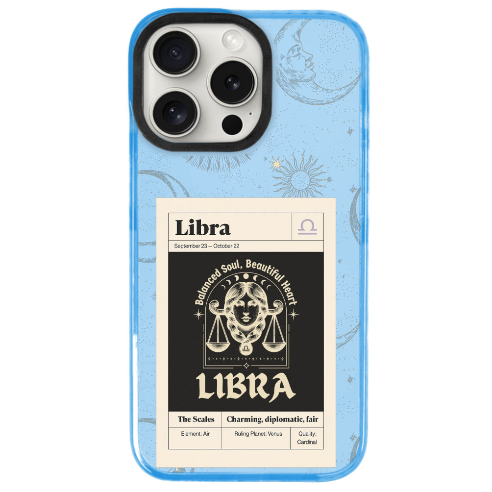 iPhone 15 Pro Terazi Burcu Sticker Mode Telefon Kılıfı - Azure