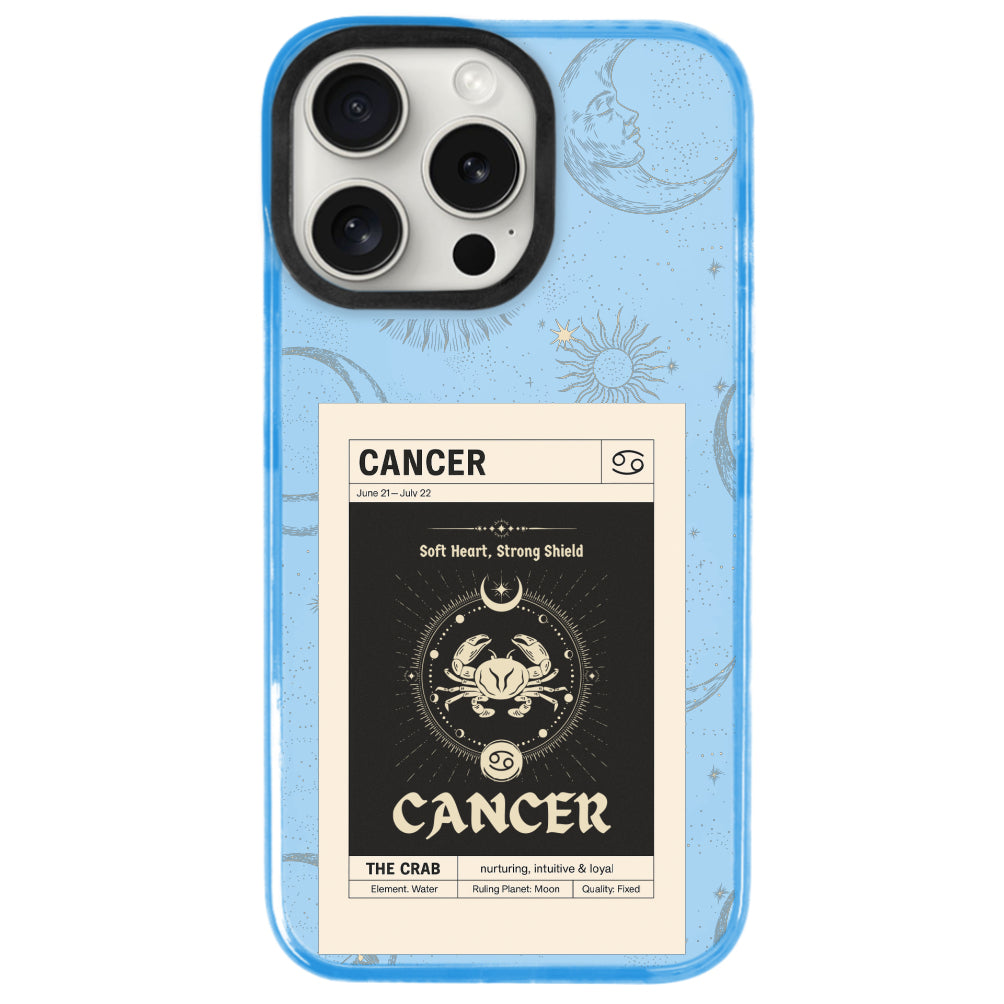 iPhone 15 Pro Yengeç Burcu Sticker Mode Telefon Kılıfı - Azure