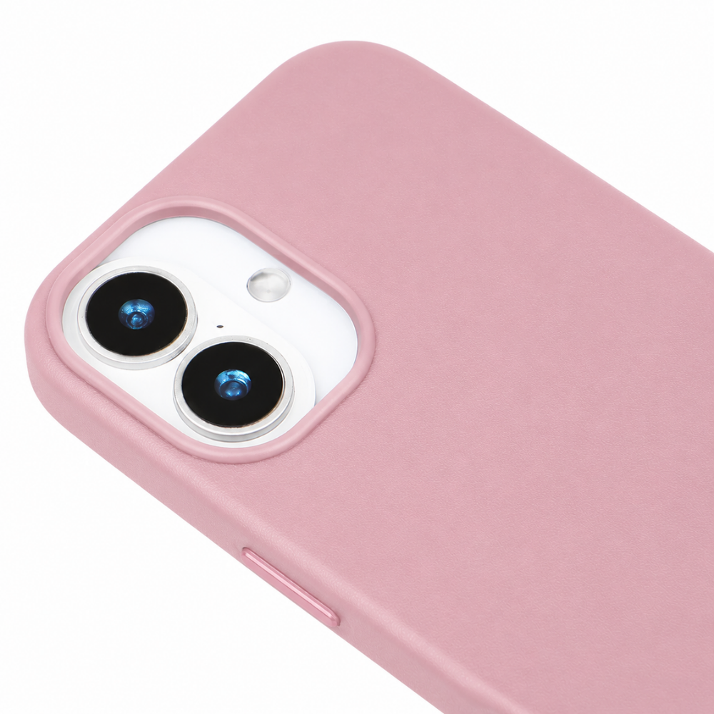 iPhone 17 Gizli Magsafeli Vegan Deri Telefon Kılıfı - Pembe