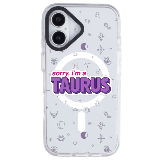 iPhone 16 Boğa Burcu Sorry Zodiac Telefon Kılıfı - Beyaz