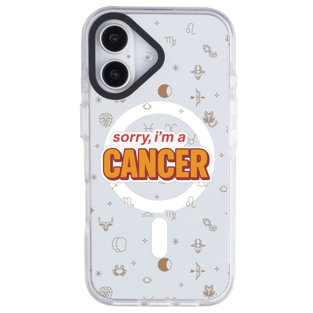 iPhone 16 Yengeç Burcu Sorry Zodiac Telefon Kılıfı - Beyaz