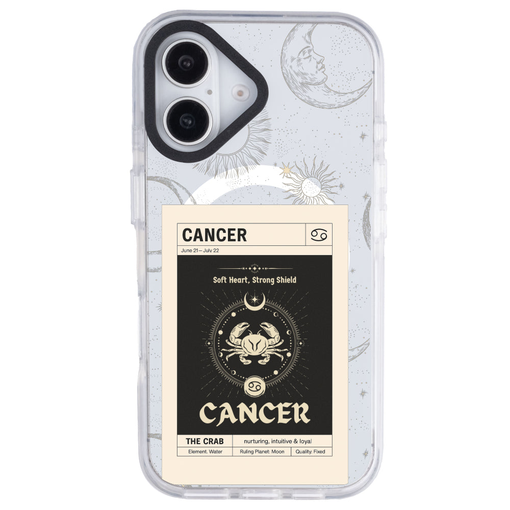 iPhone 16 Yengeç Burcu Sticker Mode Telefon Kılıfı - Beyaz