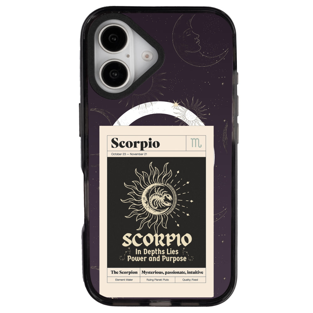 iPhone 16 Akrep Burcu Sticker Mode Telefon Kılıfı - Cool Black