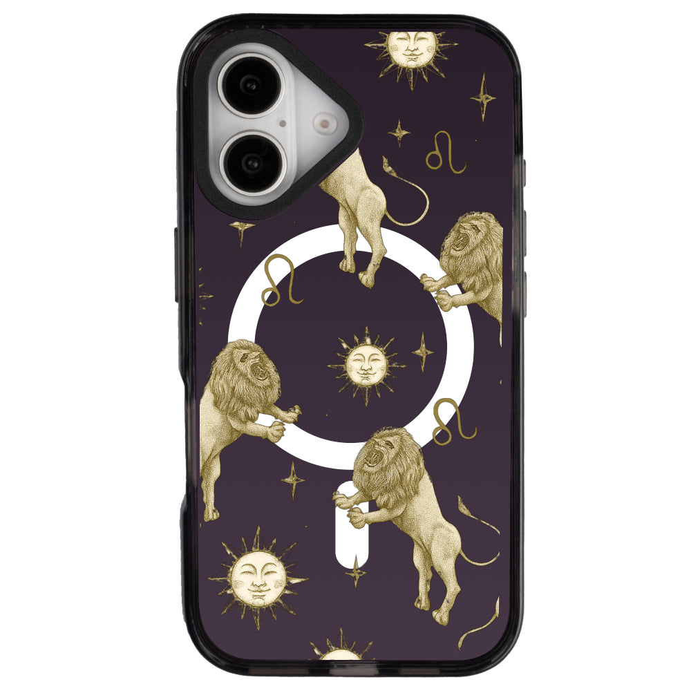 iPhone 16 Aslan Burcu Soft Stars Telefon Kılıfı - Cool Black