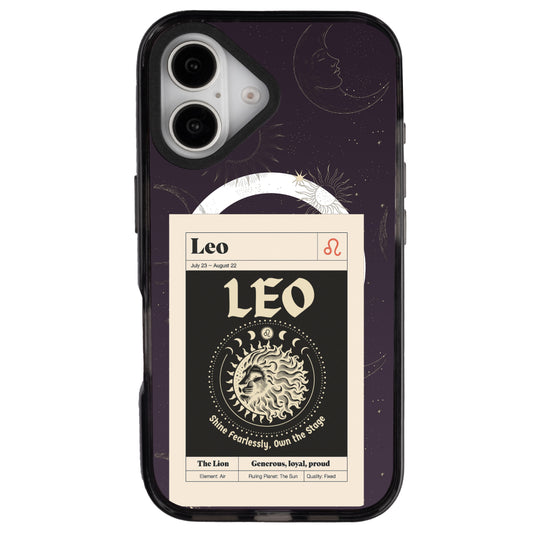 iPhone 16 Aslan Burcu Sticker Mode Telefon Kılıfı - Cool Black