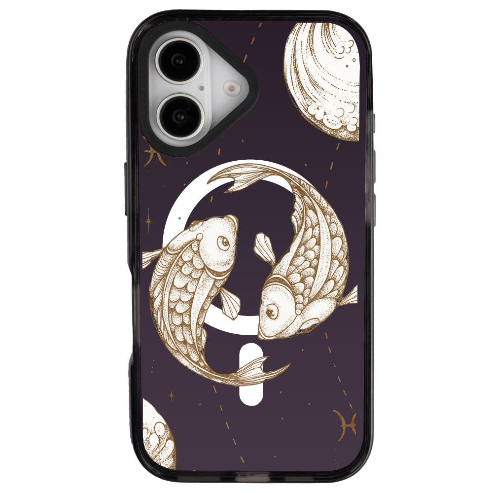 iPhone 16 Balık Burcu Soft Stars Telefon Kılıfı - Cool Black