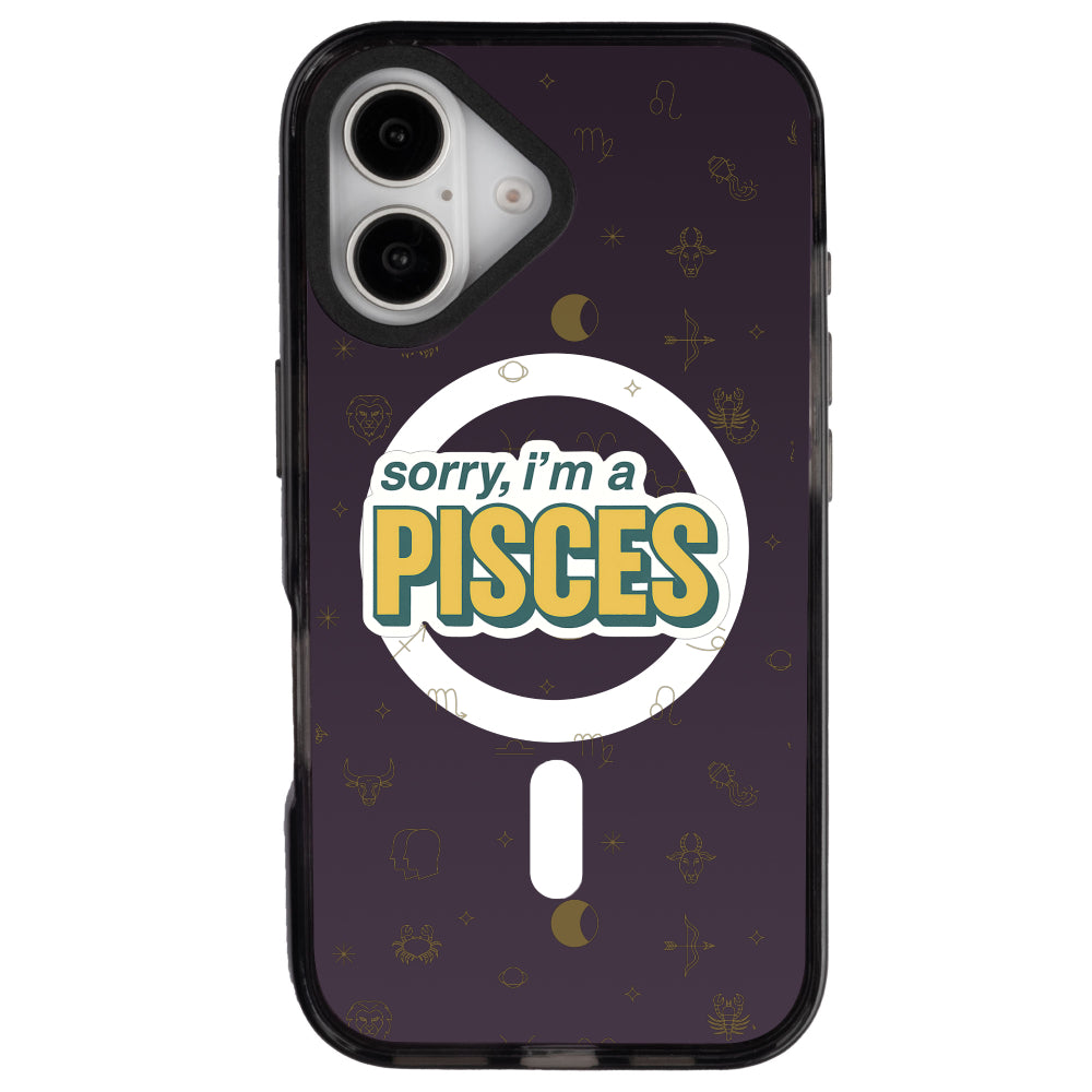 iPhone 16 Balık Burcu Sorry Zodiac Telefon Kılıfı - Cool Black