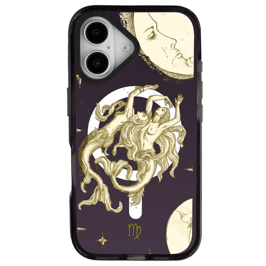 iPhone 16 Başak Burcu Soft Stars Telefon Kılıfı - Cool Black