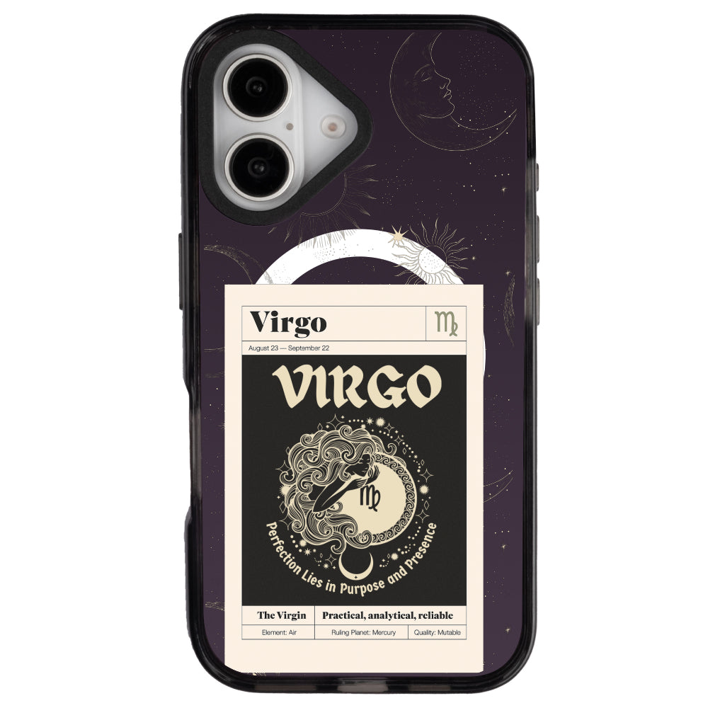 iPhone 16 Başak Burcu Sticker Mode Telefon Kılıfı - Cool Black