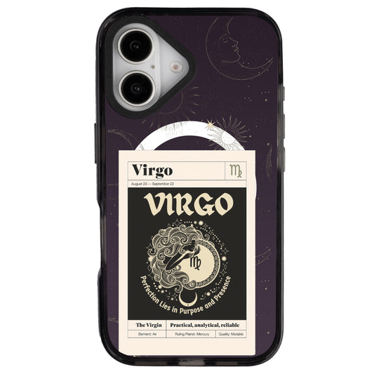 iPhone 16 Başak Burcu Sticker Mode Telefon Kılıfı - Cool Black