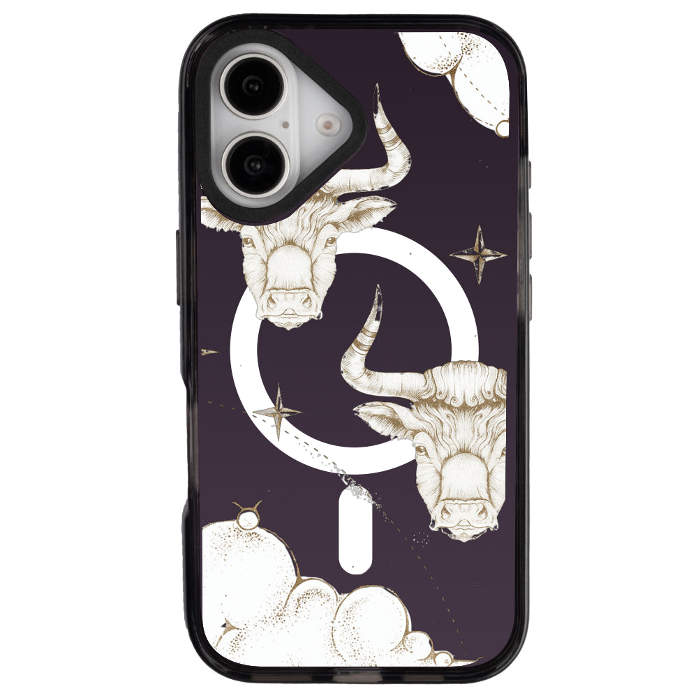 iPhone 16 Boğa Burcu Soft Stars Telefon Kılıfı - Cool Black