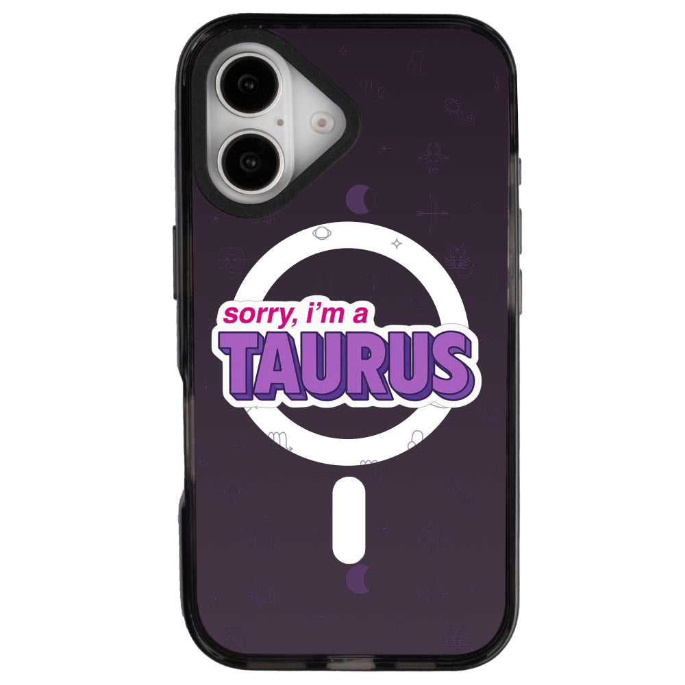 iPhone 16 Boğa Burcu Sorry Zodiac Telefon Kılıfı - Cool Black
