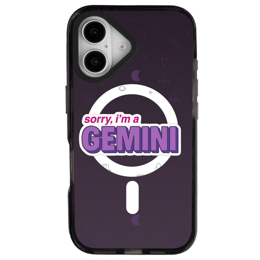 iPhone 16 İkizler Burcu Sorry Zodiac Telefon Kılıfı - Cool Black