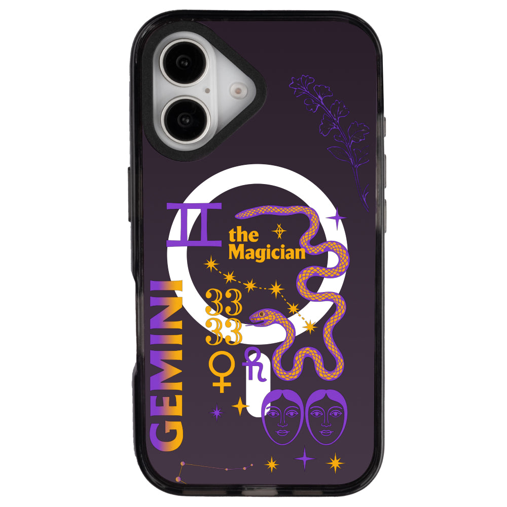 iPhone 16 İkizler Burcu The Emperor Telefon Kılıfı - Cool Black