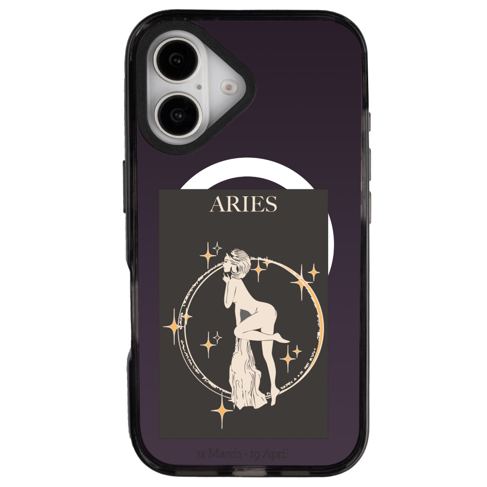 iPhone 16 Koç Burcu History of Zodiac Telefon Kılıfı - Cool Black