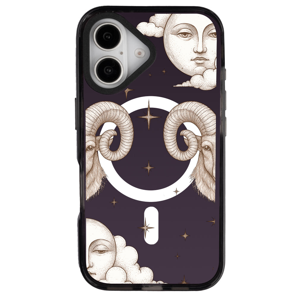 iPhone 16 Koç Burcu Soft Stars Telefon Kılıfı - Cool Black