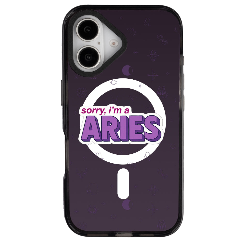 iPhone 16 Koç Burcu Sorry Zodiac Telefon Kılıfı - Cool Black