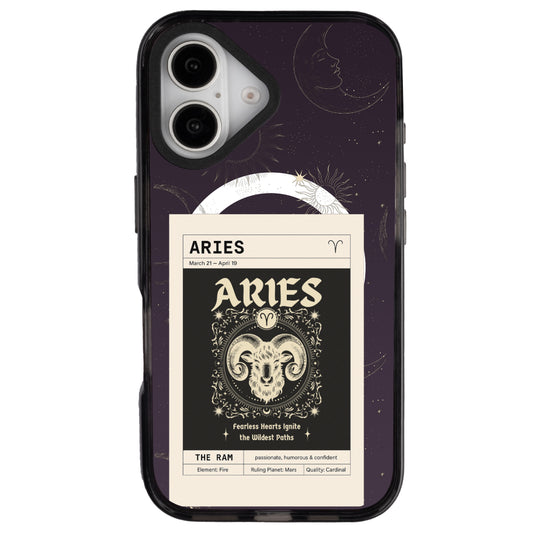 iPhone 16 Koç Burcu Sticker Mode Telefon Kılıfı - Cool Black