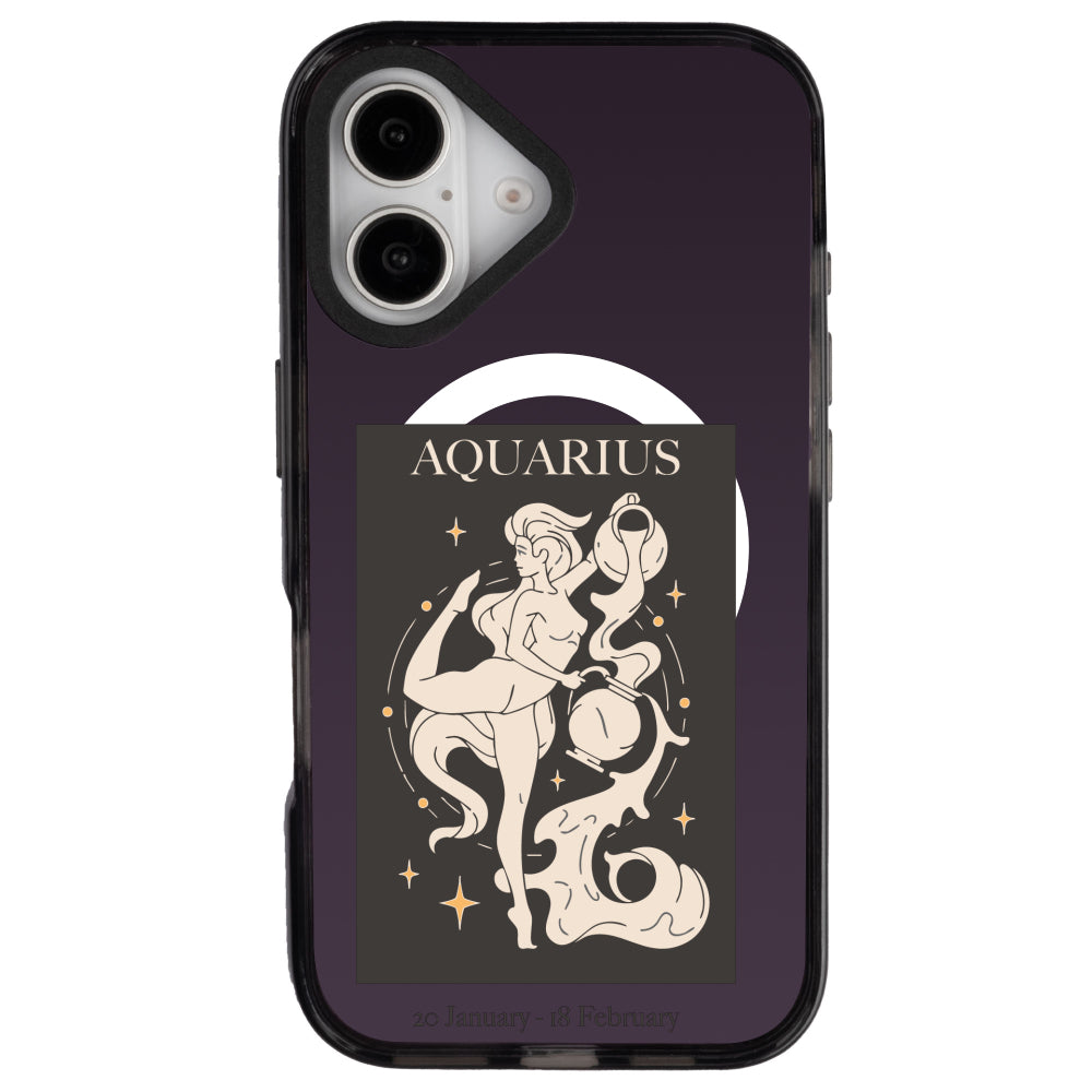 iPhone 16 Kova Burcu History of Zodiac Telefon Kılıfı - Cool Black