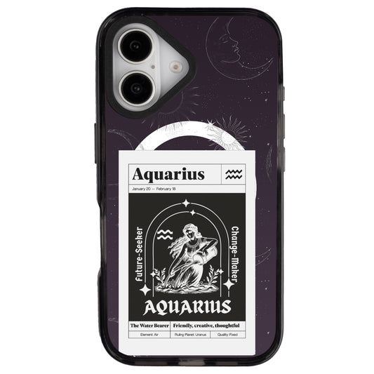 iPhone 16 Kova Burcu Sticker Mode Telefon Kılıfı - Cool Black