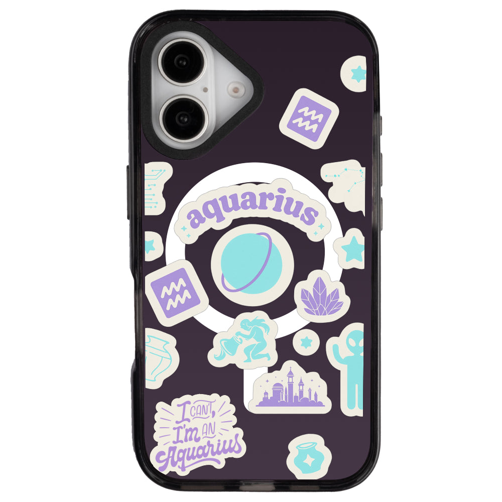 iPhone 16 Kova Burcu Sweet Rules Telefon Kılıfı - Cool Black