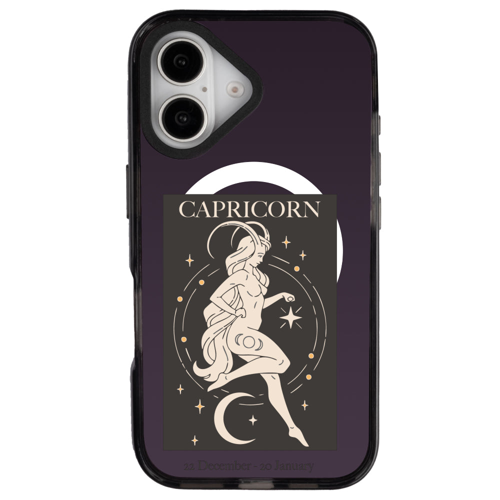 iPhone 16 Oğlak Burcu History of Zodiac Telefon Kılıfı - Cool Black