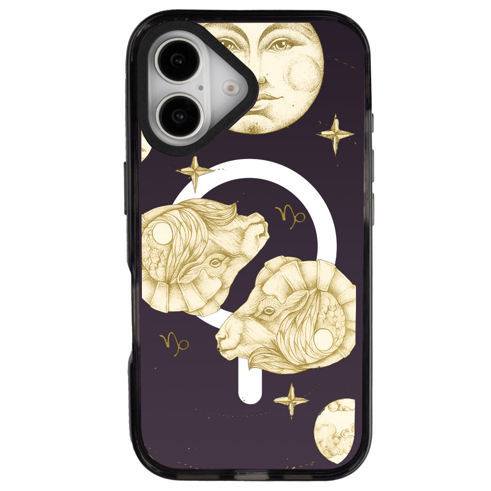 iPhone 16 Oğlak Burcu Soft Stars Telefon Kılıfı - Cool Black