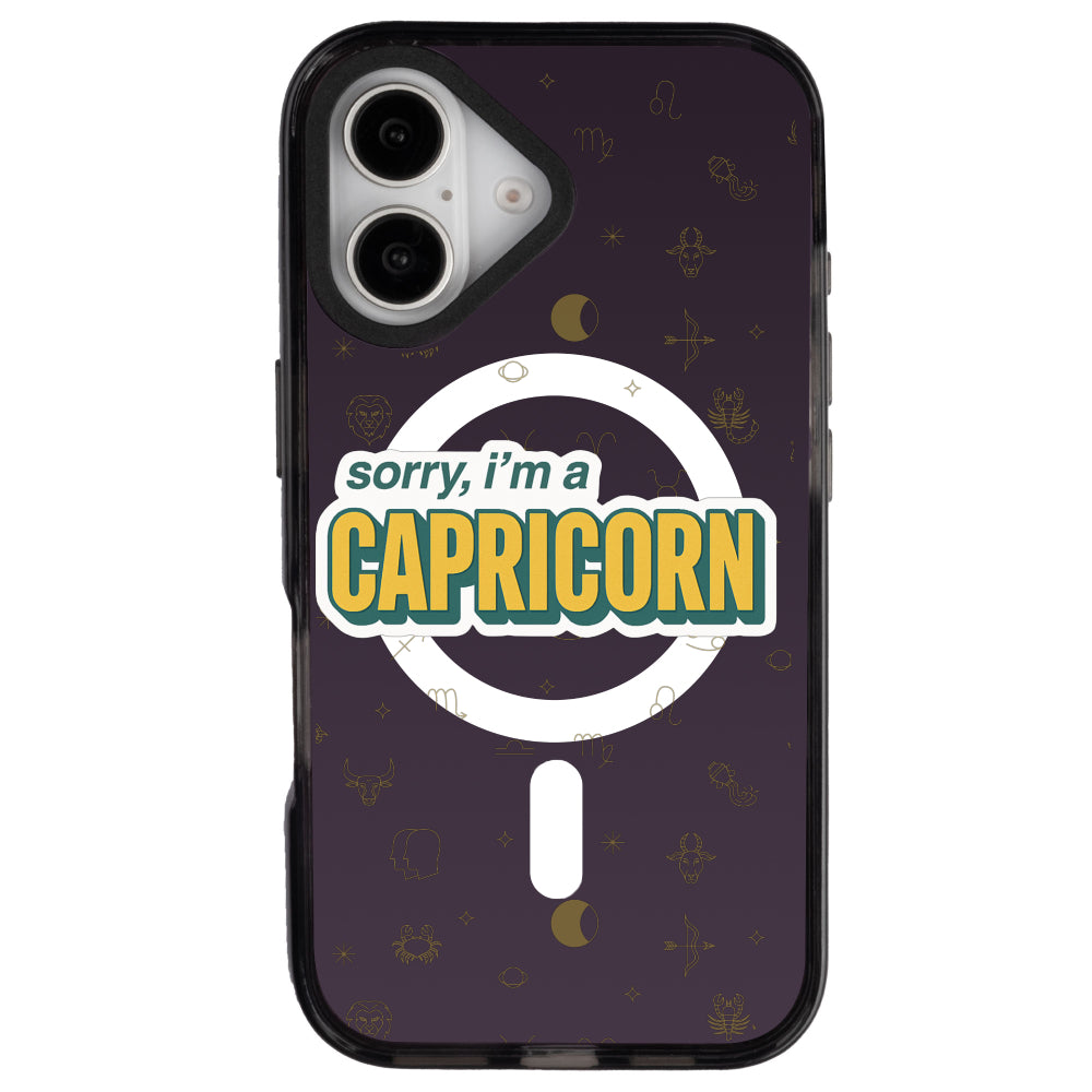 iPhone 16 Oğlak Burcu Sorry Zodiac Telefon Kılıfı - Cool Black