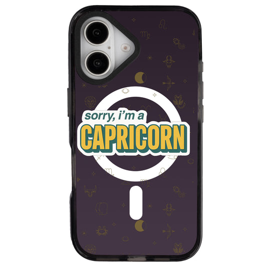 iPhone 16 Oğlak Burcu Sorry Zodiac Telefon Kılıfı - Cool Black