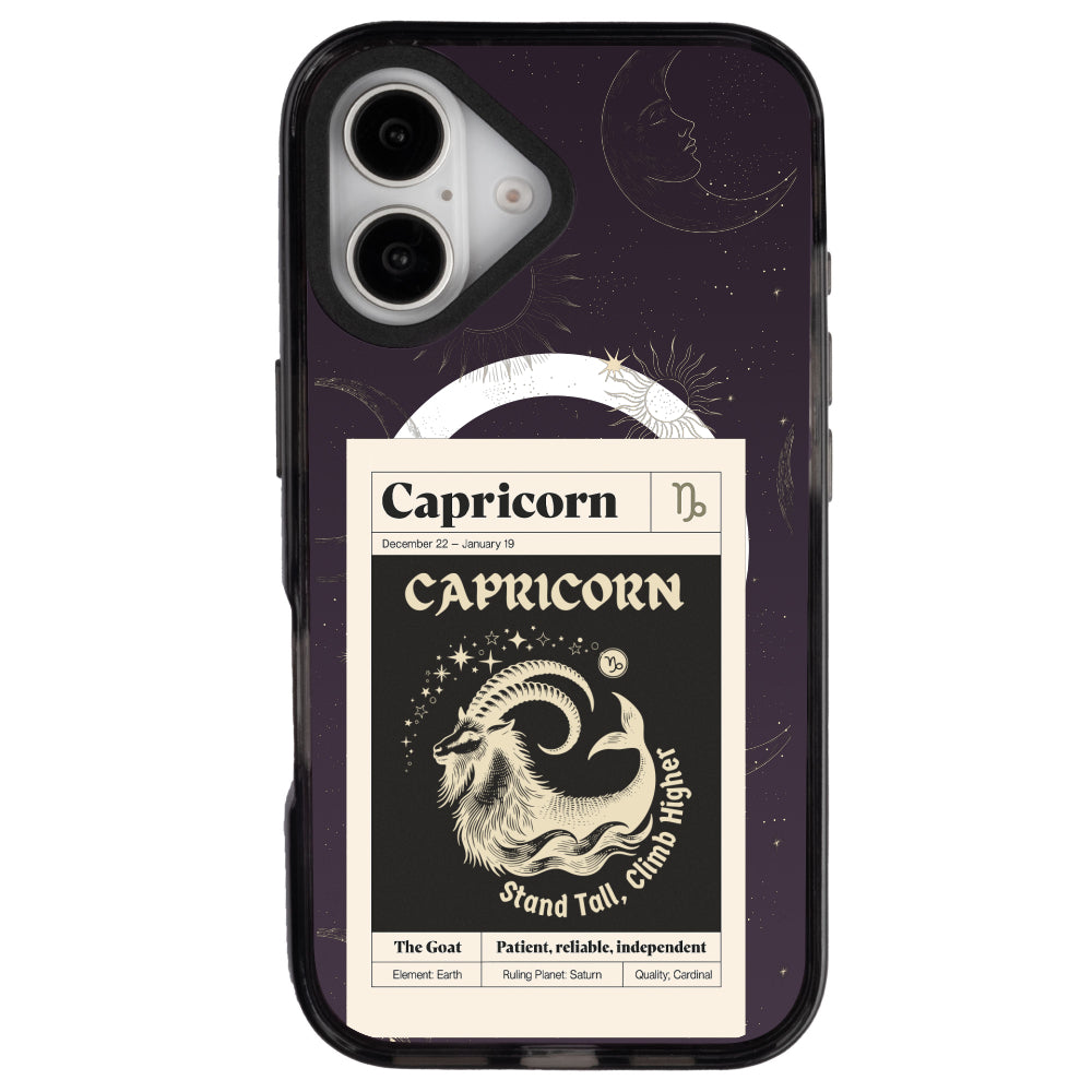 iPhone 16 Oğlak Burcu Sticker Mode Telefon Kılıfı - Cool Black