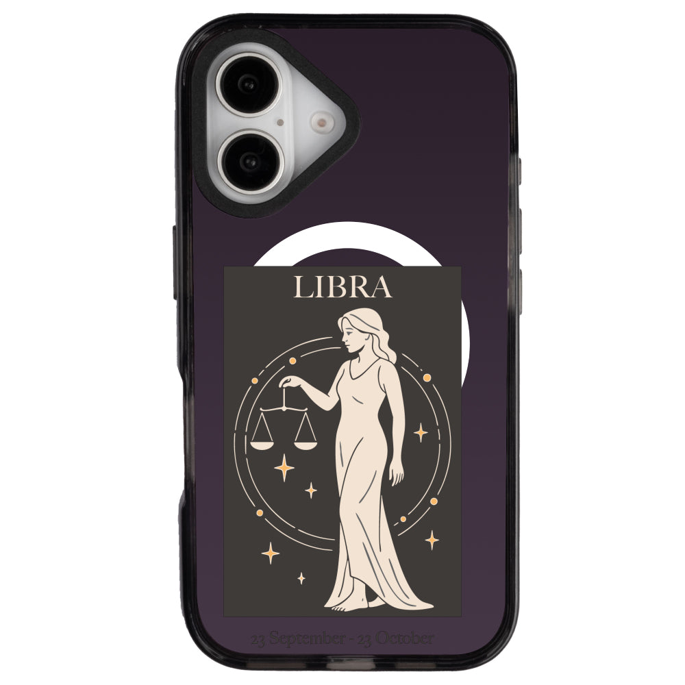iPhone 16 Terazi Burcu History of Zodiac Telefon Kılıfı - Cool Black