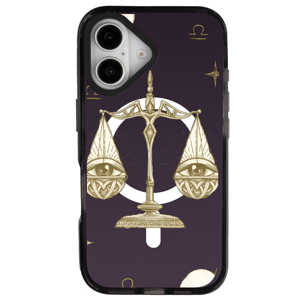 iPhone 16 Terazi Burcu Soft Stars Telefon Kılıfı - Cool Black