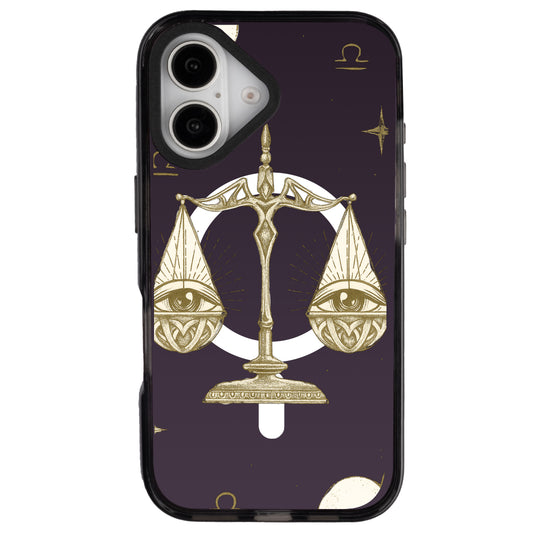 iPhone 16 Terazi Burcu Soft Stars Telefon Kılıfı - Cool Black