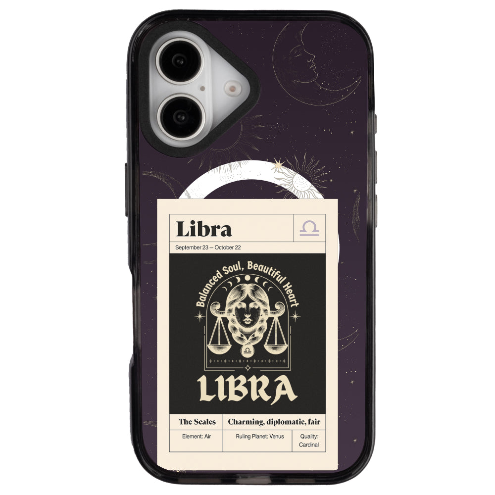 iPhone 16 Terazi Burcu Sticker Mode Telefon Kılıfı - Cool Black