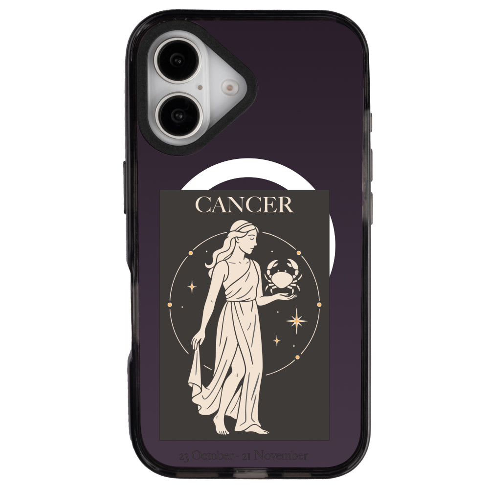 iPhone 16 Yengeç Burcu History of Zodiac Telefon Kılıfı - Cool Black