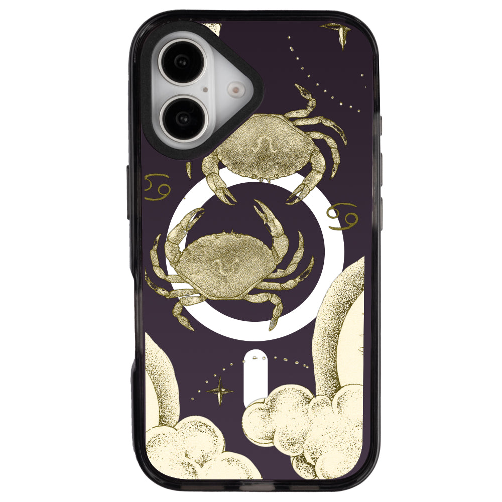 iPhone 16 Yengeç Burcu Soft Stars Telefon Kılıfı - Cool Black