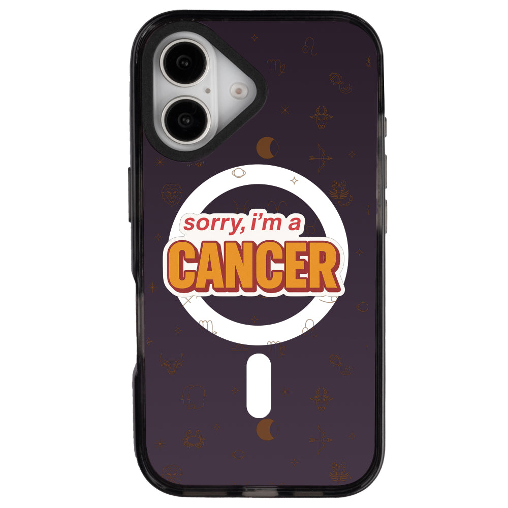 iPhone 16 Yengeç Burcu Sorry Zodiac Telefon Kılıfı - Cool Black